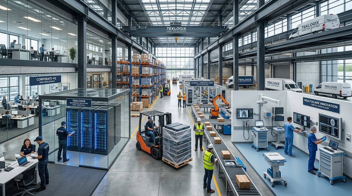 Multi-sector technology distribution, commercial deployment hardware, and palletized logistics